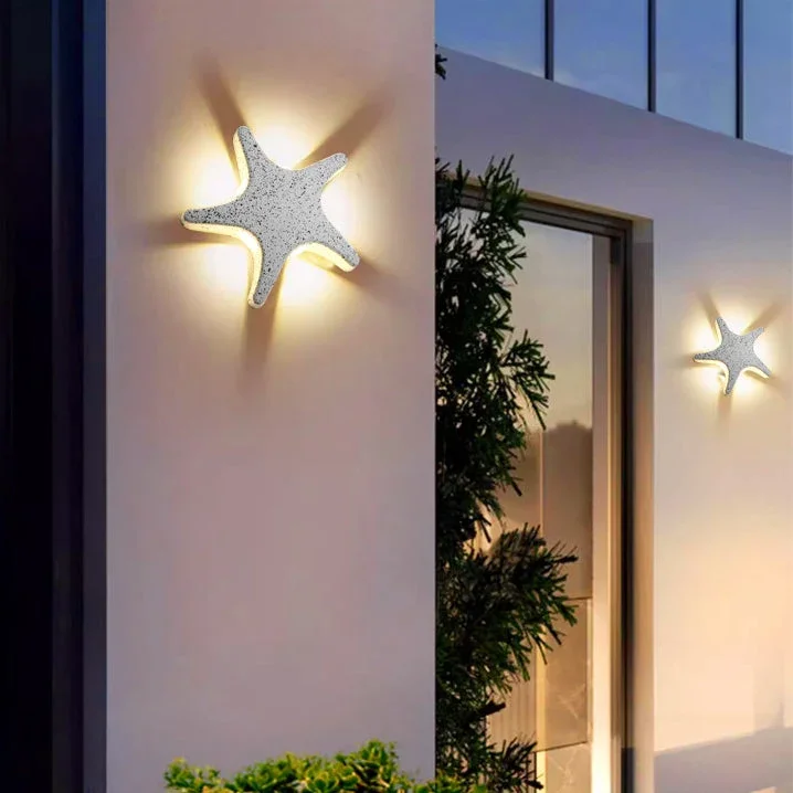 Moderne, schlichte LED-Wandleuchte aus Aluminium im Seestern-Design, wasserdicht, für die Terrasse
