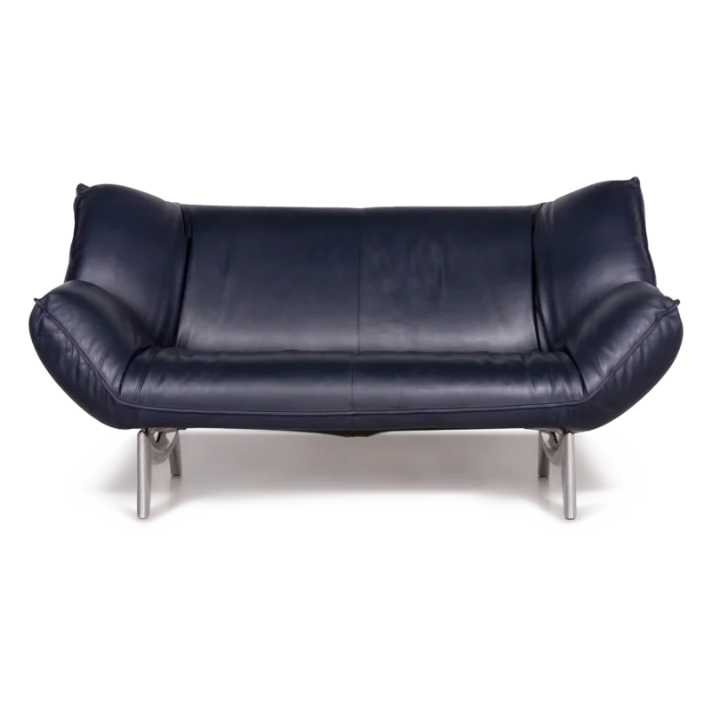 Leolux Tango Leder Sofa Blau Echtleder Zweisitzer Couch #7177