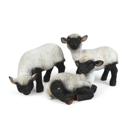 Deko Schaf 3er Set aus Kunststein – liebevoll gestaltete Tierfiguren für Haus und Garten