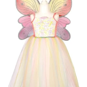 Kleid & Flügel Valerie Feeenkostüm für 3-4 Jahre mit funkelnden Pailletten und märchenhaften Farben