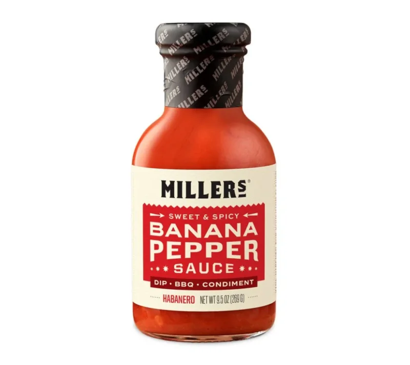 Banana Pepper Habanero Sauce von Miller's Gourmet Foods kaufen – Extra scharf & fruchtig mit Bananenpfeffer & Habanero