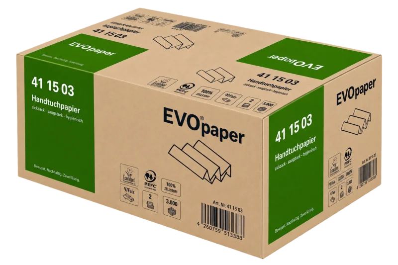EVOpaper Eco Handtuchpapier recycling, 2-lg., 20,5 x 24 cm, V-Falz, 4000 Blatt