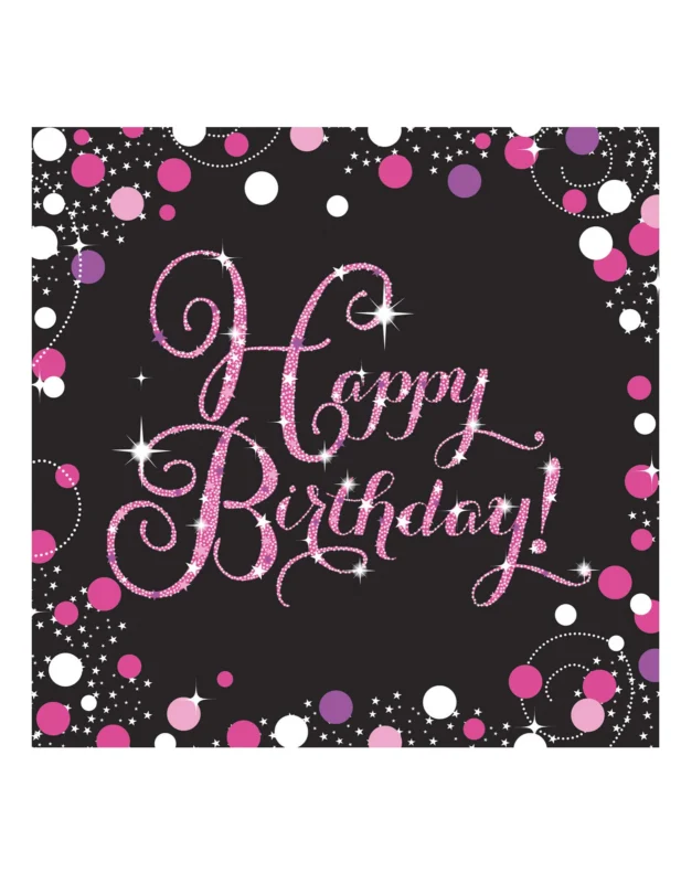Serviettes en papier célébration pétillante happy birthday rose