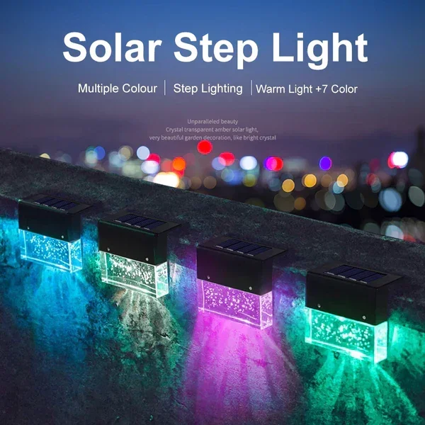 Brehn | Solar Deck Lights 4er Set, Solar Stufenlichter Außen, Warmweiß/Farbwechselnde Solarzaunleuchte für Terrasse Garten Hof