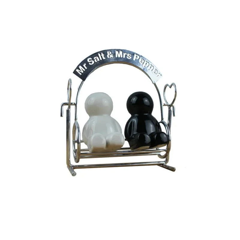 Mr. Salt Mrs Pepper Hollywoodschaukel – Salz und Pfeffer Streuer Set aus Keramik und Metall
