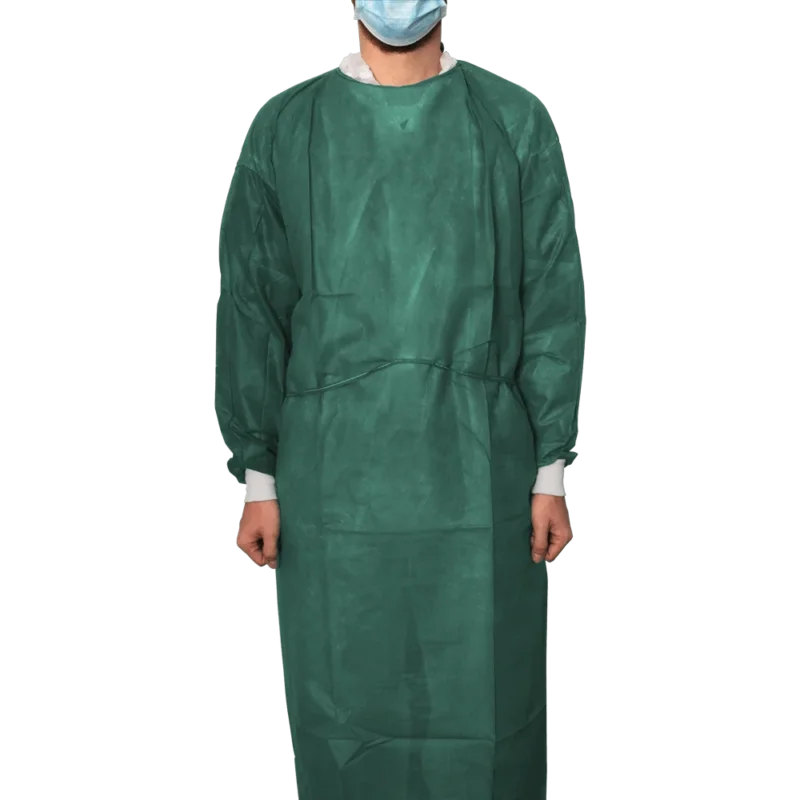 MaiMed-Coat Protect Comfort,Schutzkittel aus Vlies mit BW-Bündchen, d.-grün, Länge 136cm, 10St./Pack. | Packung (10 Stück)