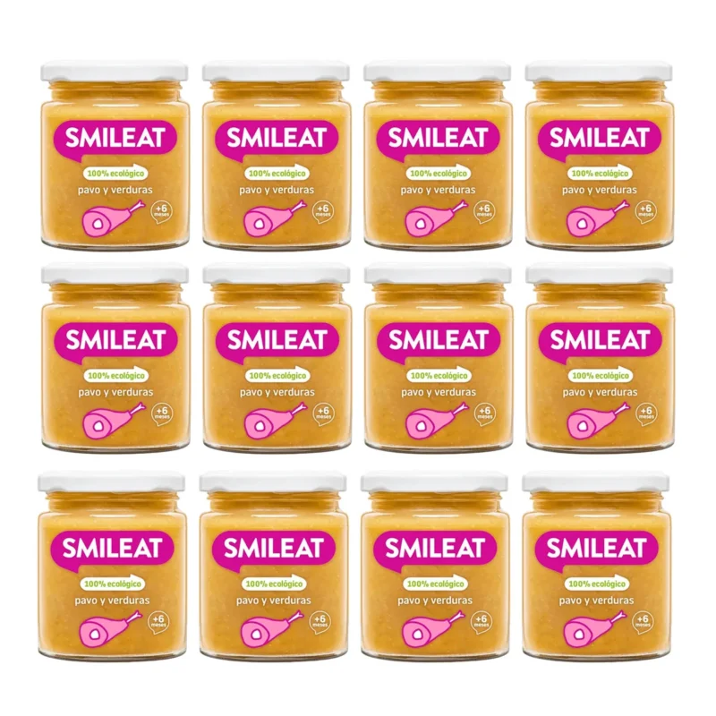 Pack 12x Tarrito BIO pavo y verduras +6 meses Smileat, 230g