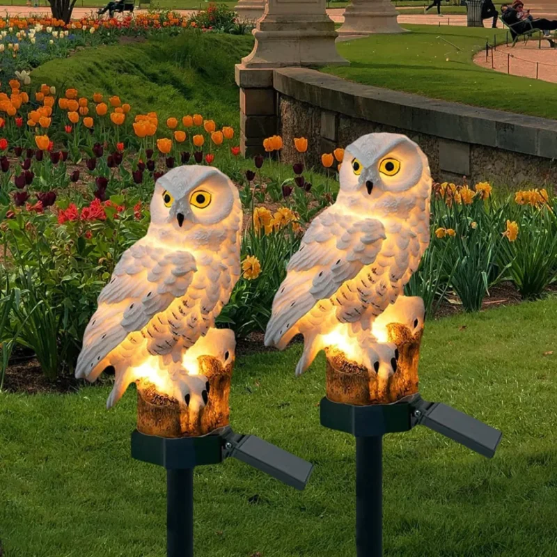 Solar Gartenlampe Uilux – Drahtlose Außenlampe betrieben mit Solarenergie im Eulendesign | Karnz