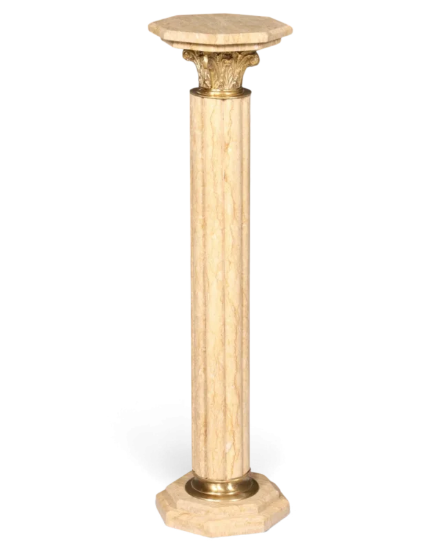 Wunderschöne Barock Stil Säule Louis XV Marmor Blumensäule Naturstein Beige Sockel Ablage 1 von 2