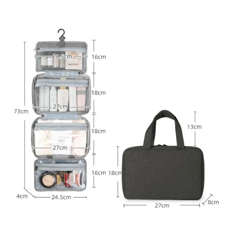 Karnz | Travelique Reise-Kosmetik-Organizer | Kompakt & Wasserabweisend | Mit 4 Fächern & 360° Haken | Für Damen & Herren