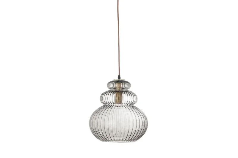 Pendelleuchte Dana – Graues Glas mit goldener Fassung
