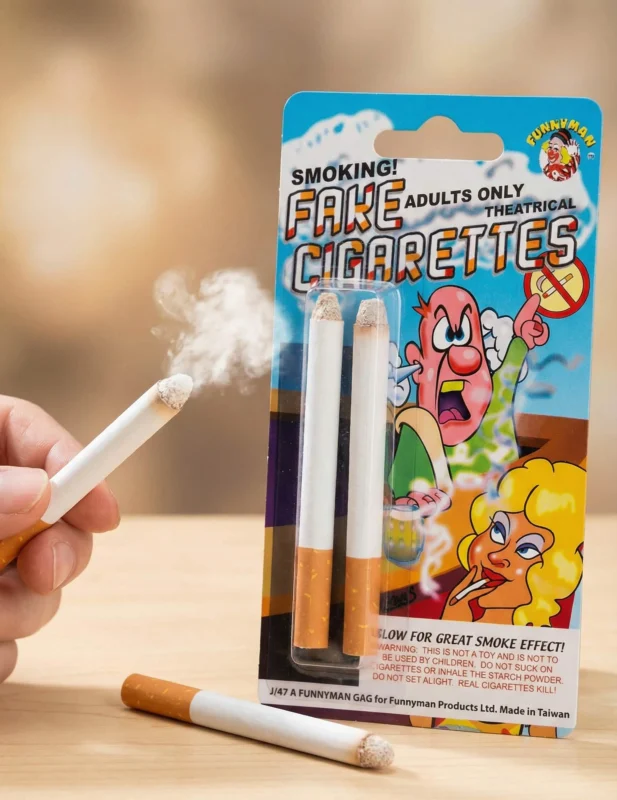 Fausses cigarettes farces et attrapes pour adulte fumantes blanc et orange