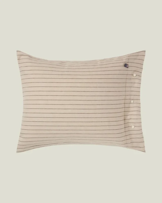 LEXINGTON Kissenbezug aus Baumwollflanell mit nadelstreifen, beige/braun