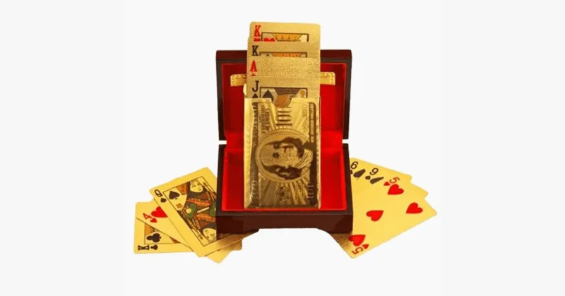 24-karätig vergoldete Spielkarten mit optionalem Etui
