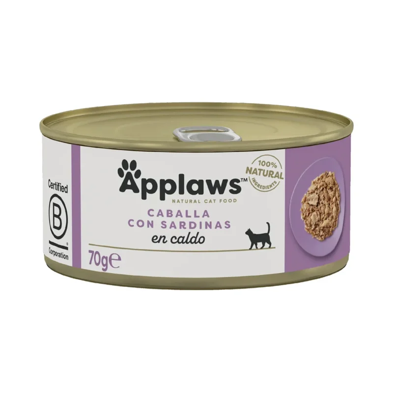 Comida húmeda para gatos natural Lata Caballa y sardina Applaws Cat 70 g