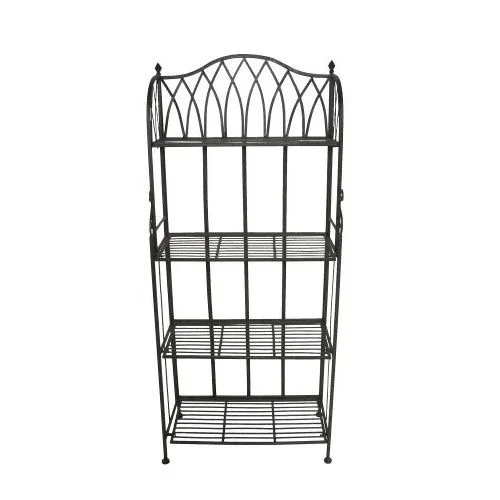 Gartenregal 155 cm – dekoratives Metallregal aus Eisen in Dunkelbraun