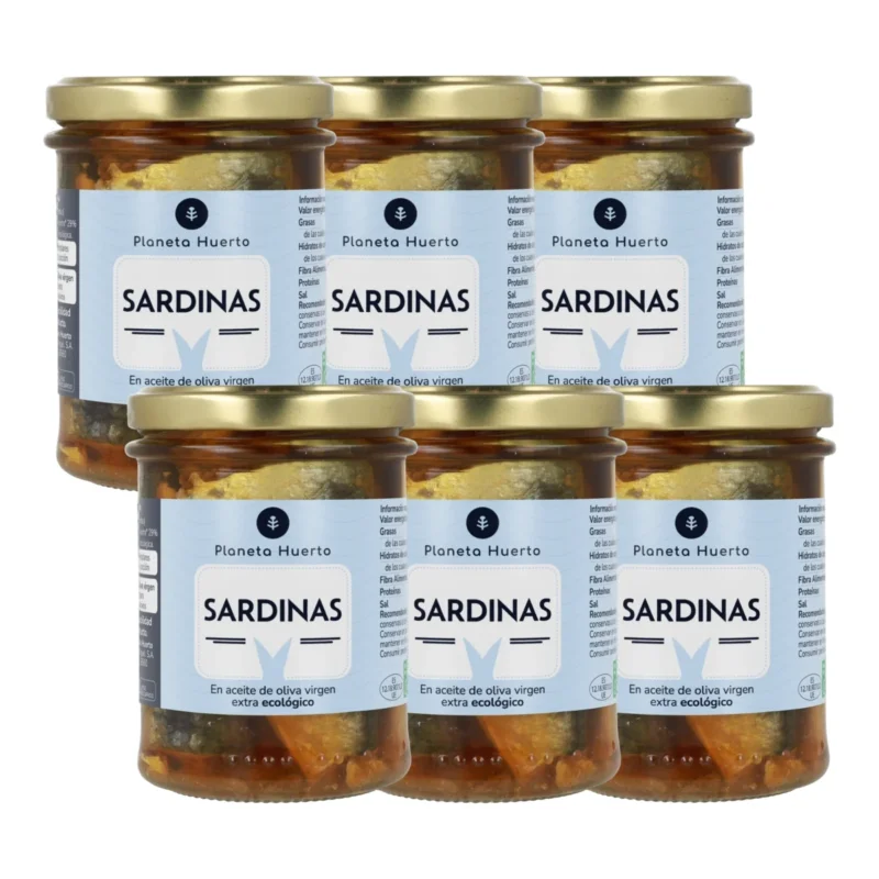 Pack 6x Sardinas en aceite de oliva virgen extra ECO Planeta Huerto 190 g