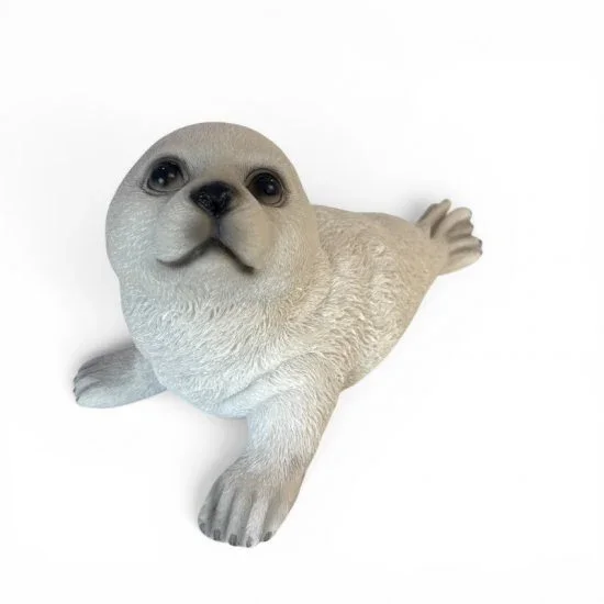 Robbenbaby Figur Mini – maritime Tierfigur aus Kunstharz in Weiß