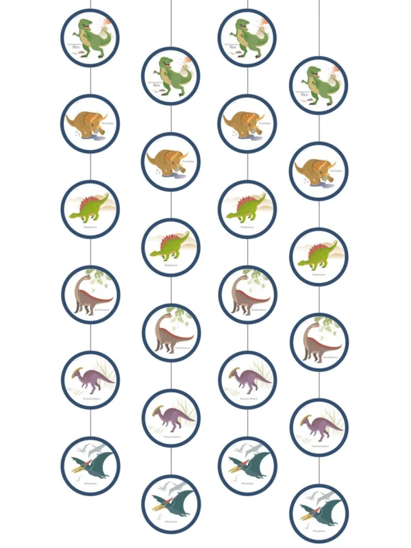 Suspensions grands dinosaures pour enfant bleues et multicolores