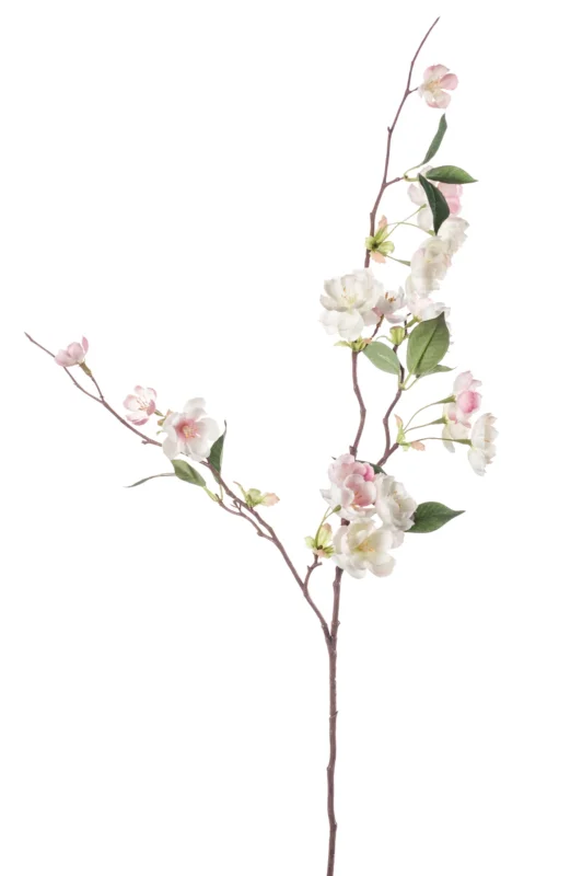 Kirschblüte künstlich 80 cm - 1 Zweig - Creme / hellrosa