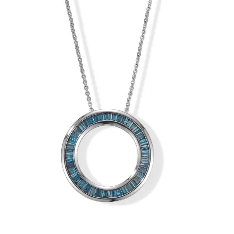 D'Joy Blauer Diamant Anhänger mit Kette, ca. 50 cm 925 Silber Rhodiniert ca. 1.04 ct