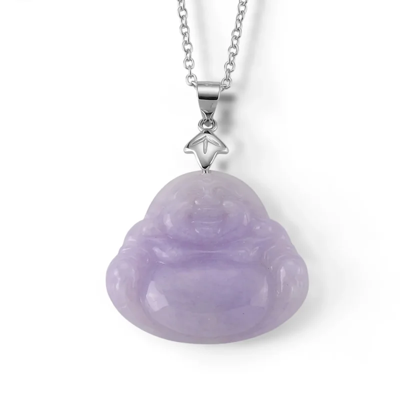 EXTREM SELTEN Typ A AAAA Burmesischer Jade-Anhänger in Lila mit Kette, ca. 50 cm 925 Silber Rhodiniert ca. 20.00 ct