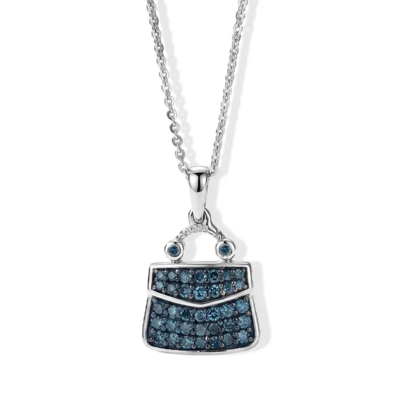 D'Joy Blauer Diamant (IR) Anhänger mit Kette, ca. 50 cm 925 Silber Rhodiniert ca. 0.50 ct