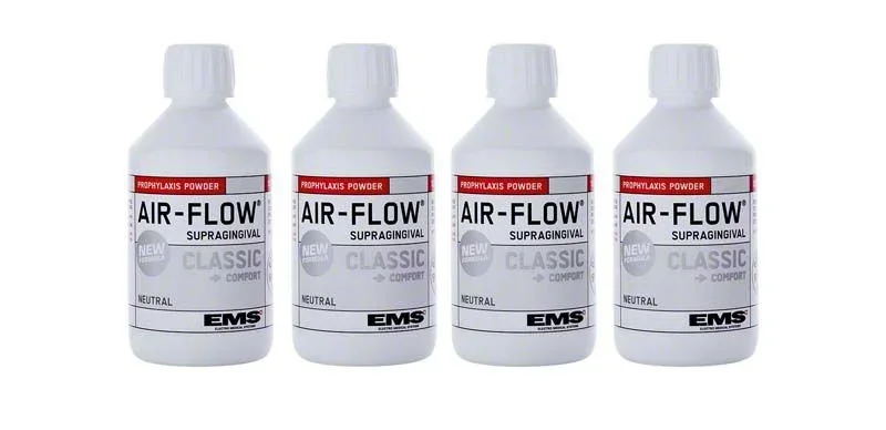 AIRFLOW Pulver CLASSIC Neutral, 4 Flaschen à 300g, für EMS Airpolishing.