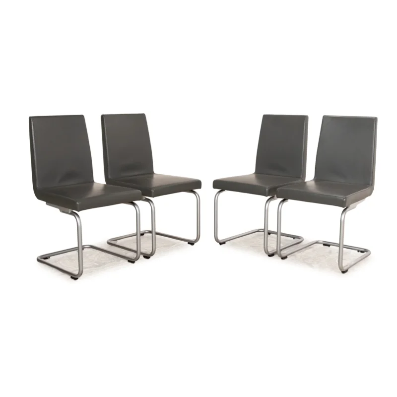 4er Garnitur Rolf Benz 620 Leder Stuhl Grau Esszimmer