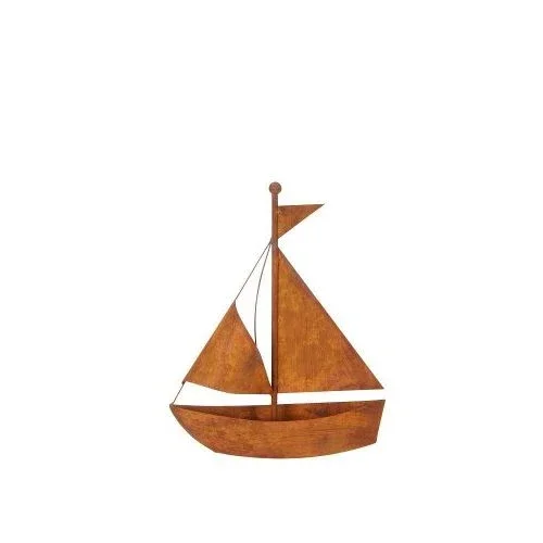 Schiff zum Bepflanzen 43 cm – dekoratives Pflanzschiff aus Eisen in Rostoptik