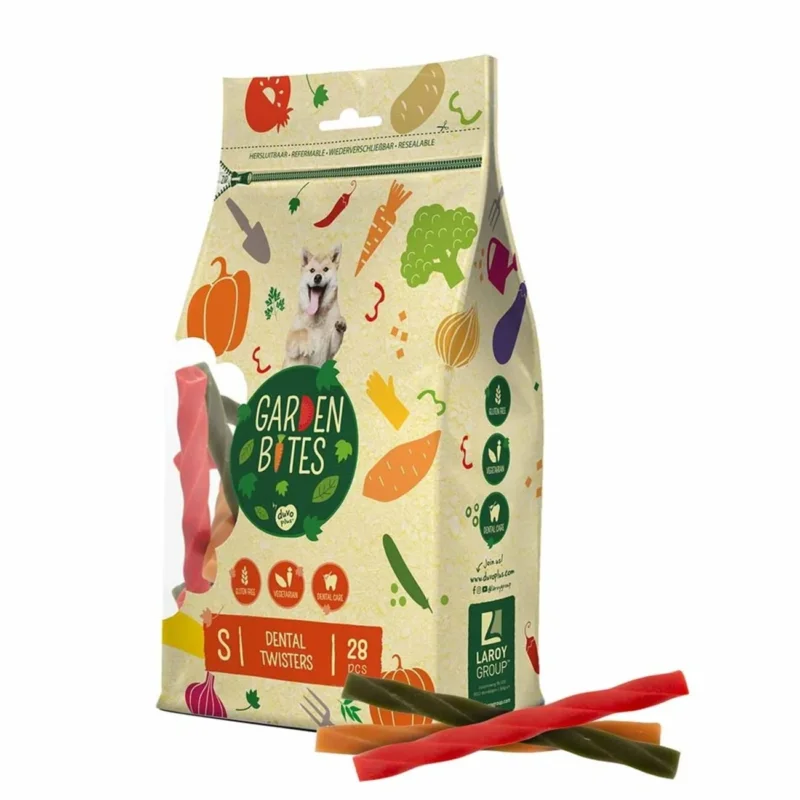 Duvo+ Garden Bites Dental Twisters Mehrfarbig - Veggie-Snack für Hunde – S - 13 cm - 28 Stück