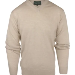 Pullover aus Merinowolle mit V-Ausschnitt | Beige