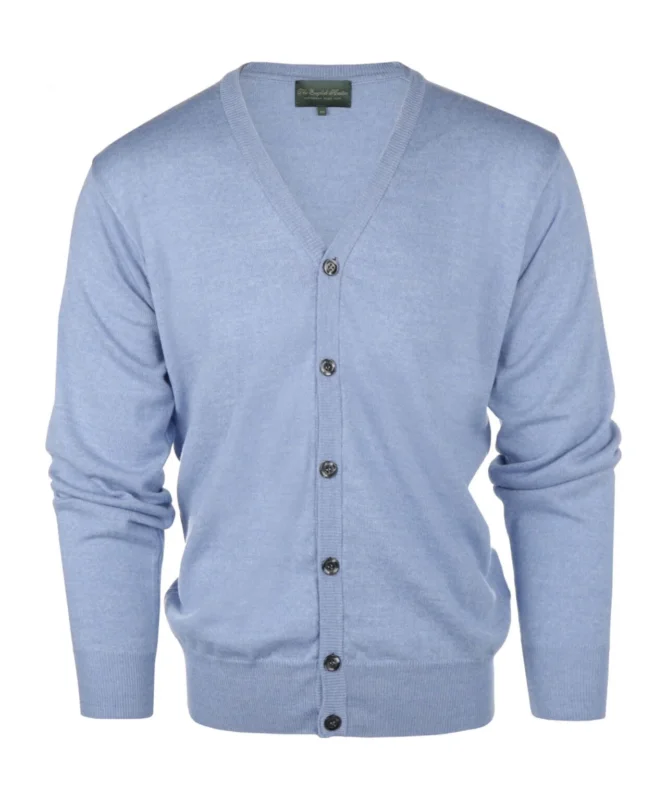 Cardigan mit Knöpfen, feine Merinowolle | Hellblau