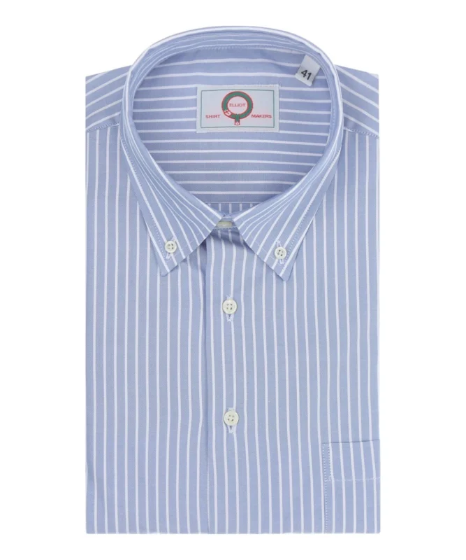 Shirt Button Down | Mid Blauw Streep Fijn