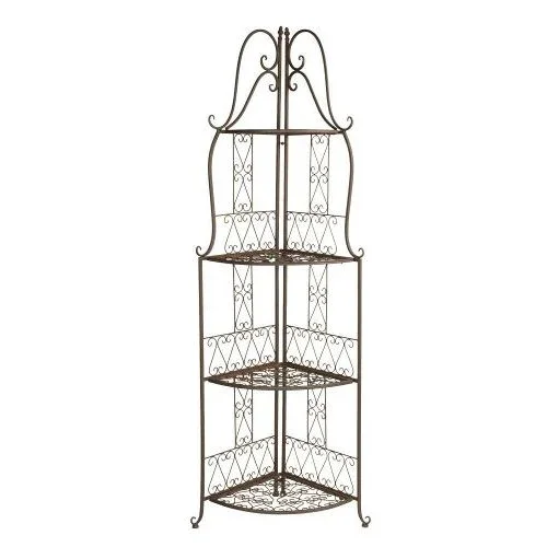 Eckregal 158 cm – dekoratives Metallregal aus Eisen in Braun