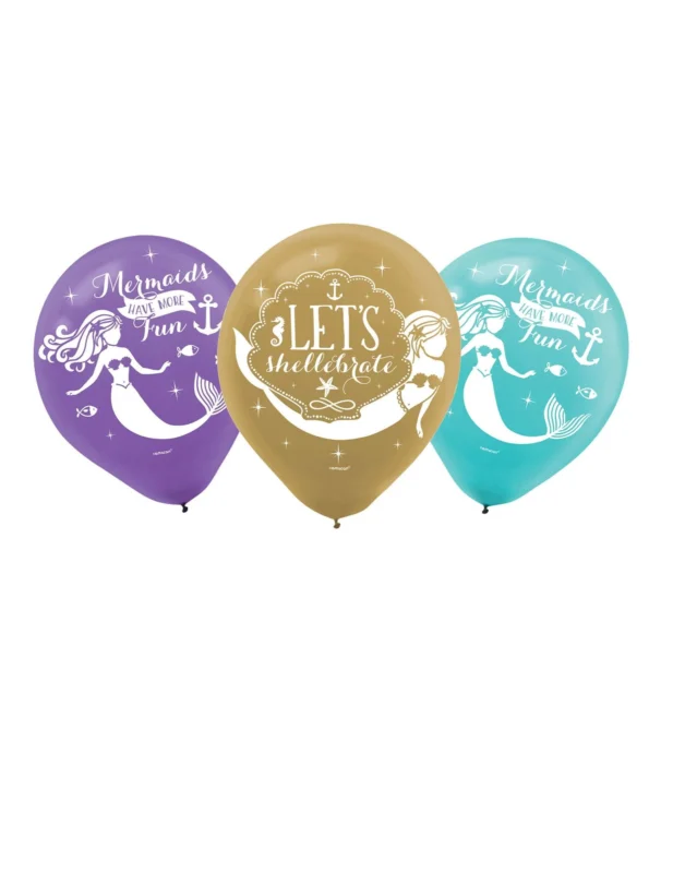 Ballons en latex rêves de sirène pour décoration d'anniversaire mauve doré et turquoise
