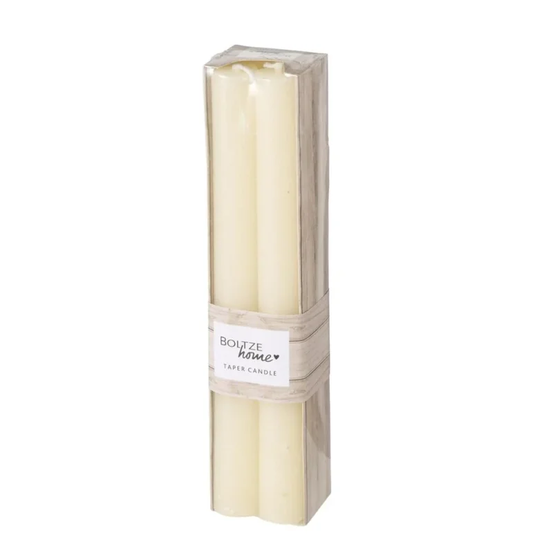 BOLTZE Stabkerze Melia cremeweiß 4 Stück 20cm Kerzen Wachskerzen Leuchterkerzen Tafelkerzen