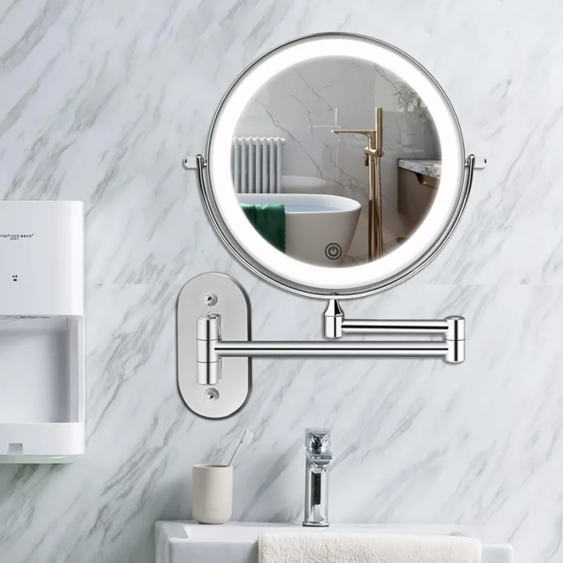 Eleganter Wandspiegel mit 10-facher Vergrößerung und USB-Ladefunktion