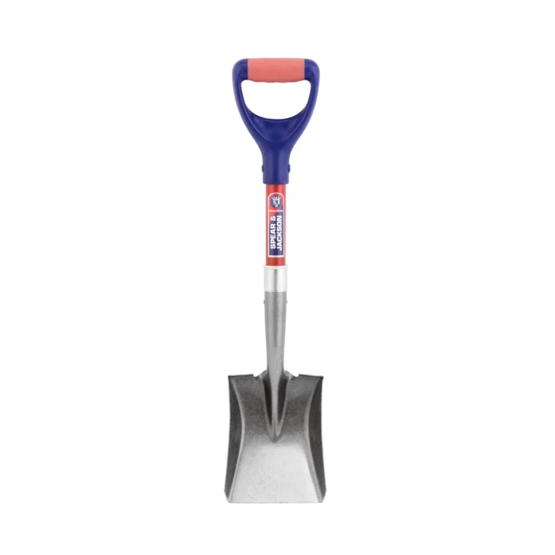 Spear & Jackson MICROSQUARE Micro-Spaten mit geradem Blatt, Fiberglasstiel, Blatt aus Kohlenstoffstahl 210 x 160 mm, ergonomischer Softgrip, rostgeschützt, ideal für Enge Arbeitsbereiche