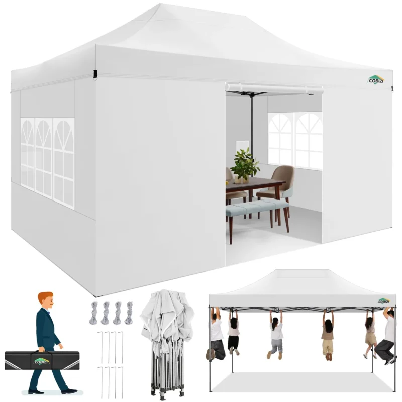 COBIZI Pavillon 3x4,5 Wasserdicht Stabil Winterfest mit Seitenwänden
