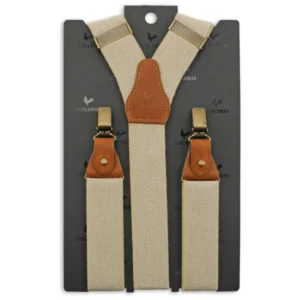 Luxuriöse Lederhosenträger mit Clips und Laschen | Weiß