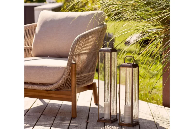 Garten-Kerzenlaterne Solmera – aus Metall und Glas gefertigt