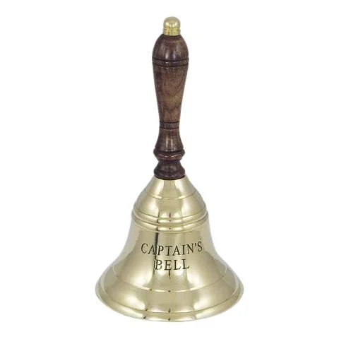 Tischglocke Captain’s Bell aus Messing mit Holzgriff, Höhe 21 cm, Ø 11 cm