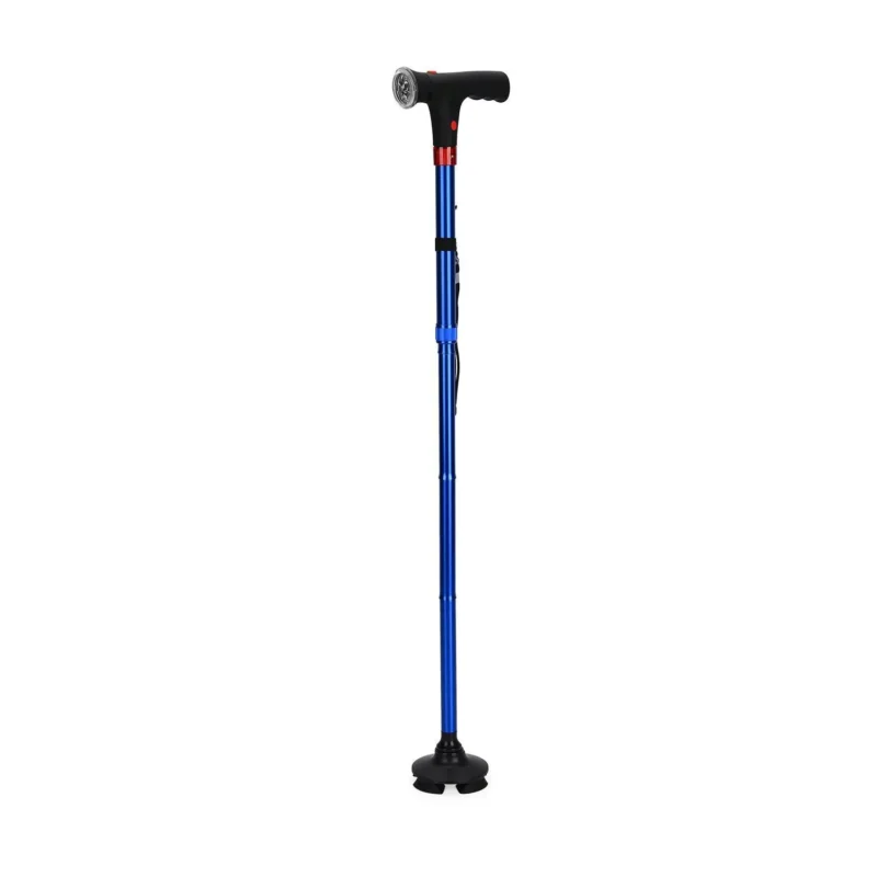 LIVMOR faltbarer Smart Gehstock mit LED Licht und SOS Alarm, Belastbarkeit 113kg, Silber