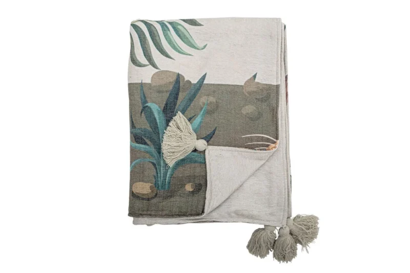 Tagesdecke Pfaui – aus gewebtem Polyester mit Quasten