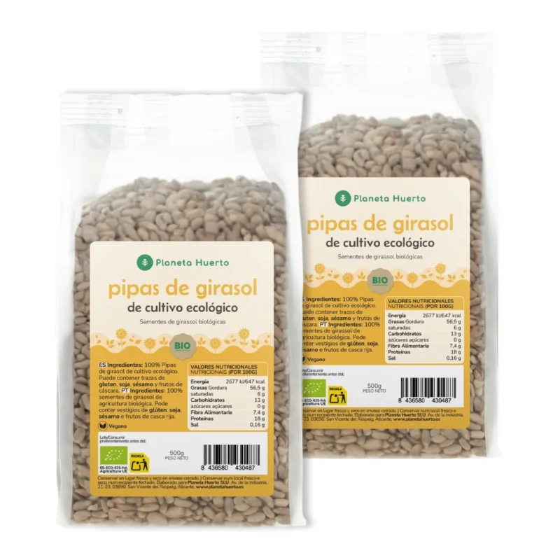 Pack 2x Pipas peladas de Girasol ECO Planeta Huerto 500 g