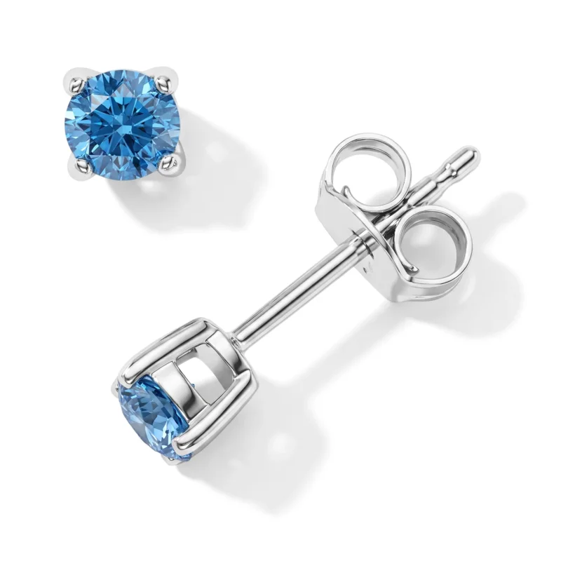 LUXURIANT DIAMOND - SI Lab Grown Blauer Diamant Ohrringe 925 Silber platiniert ca. 0.50 ct