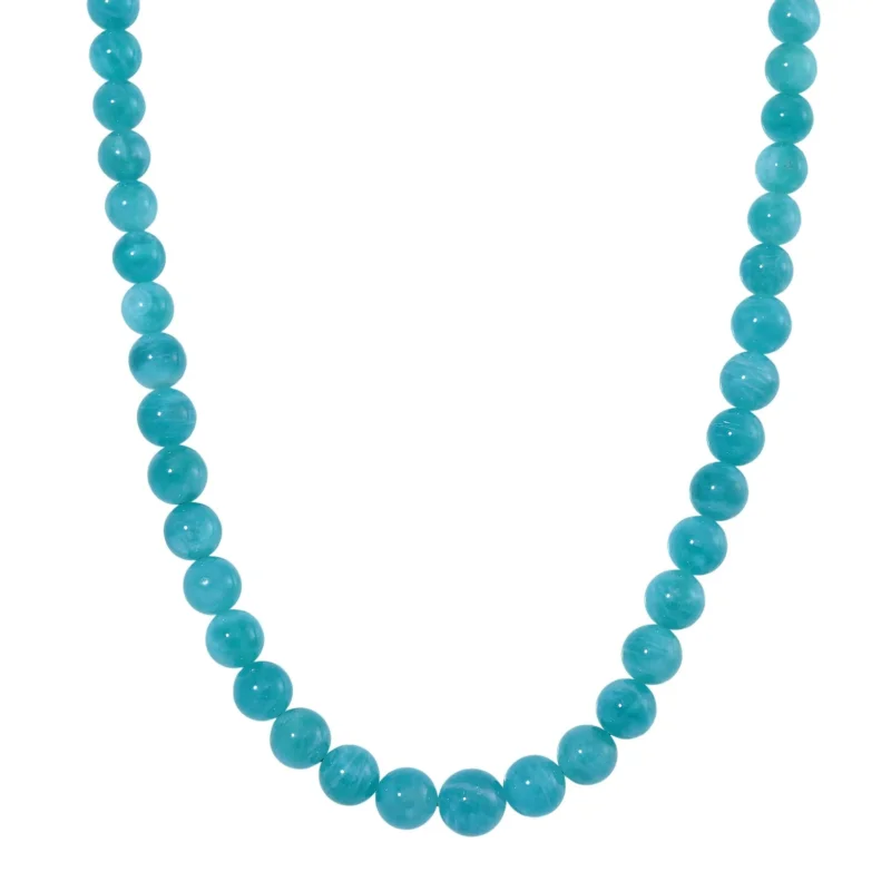 AAA Amazonit Halskette ca. 50 cm 925 Silber rhodiniert ca. 475.00 ct