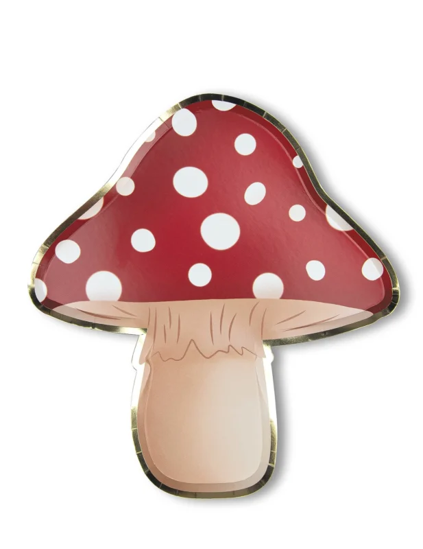 Assiettes en carton champignon rouge et blanc à pois