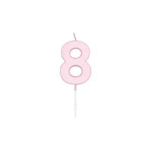 8 Jaar Kaars Roze Pastel 4,5cm van WeFiesta koop je bij Partywinkel